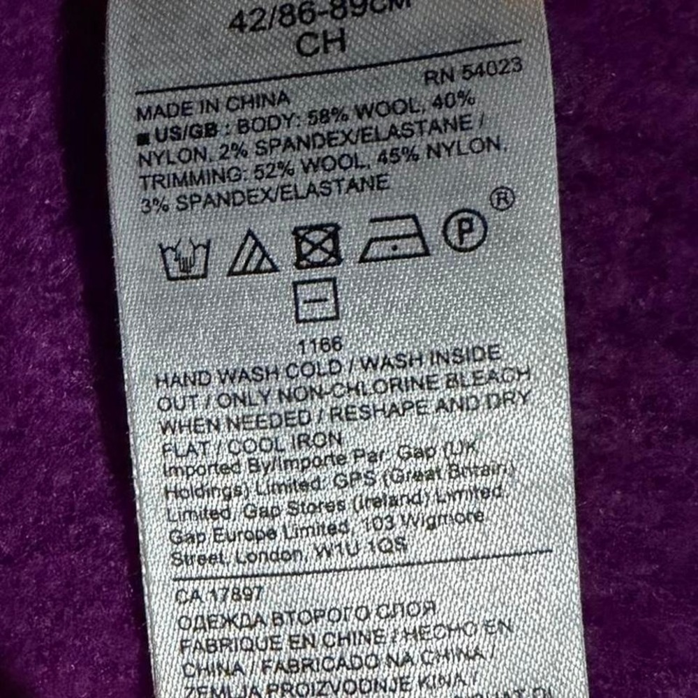 Banana Republic Purple Wool Blend Long Open Cardigan Sweater Small Pockets - Picture 5 of 7